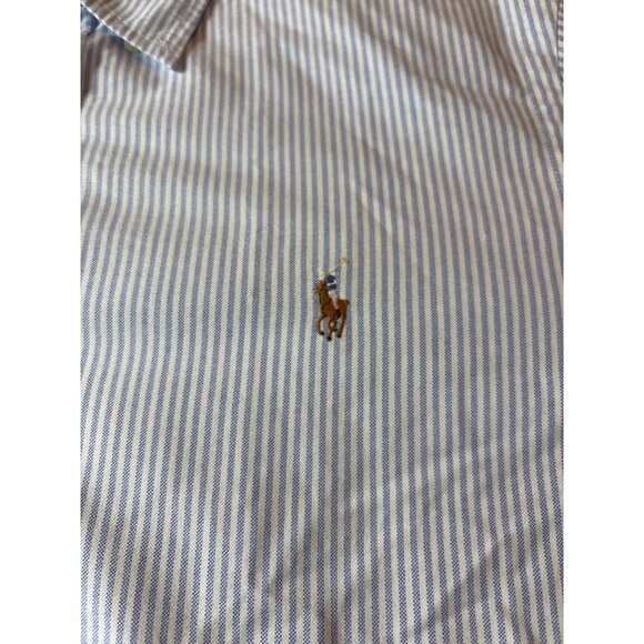 Ralph Lauren Mens Blue & White Striped Slim Fit Button-Down Shirt xl-Tg - Picture 3 of 12